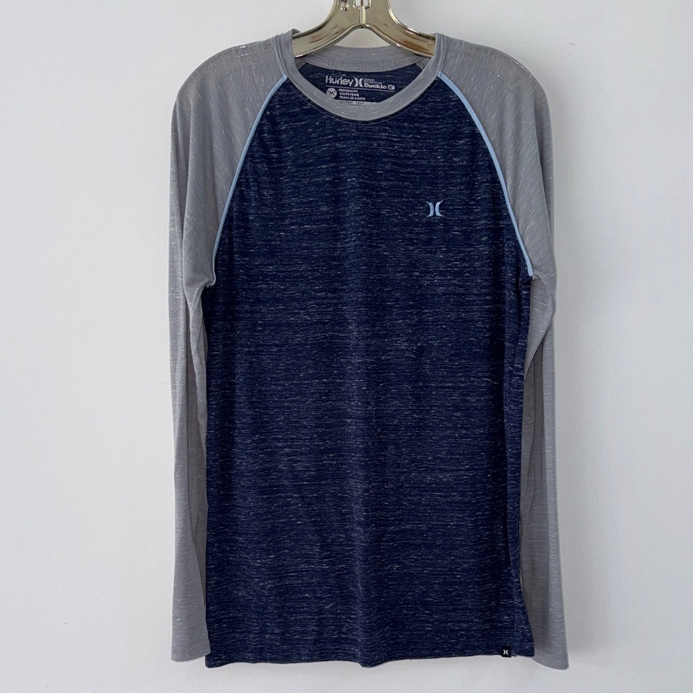 Hurley Men's Navy and Light Gray Long Sleeve Shirt